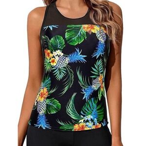 Black Tropical Floral One-Piece Swimwear